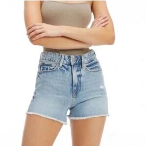 GOOD AMERICAN the cut off jean shorts size 16